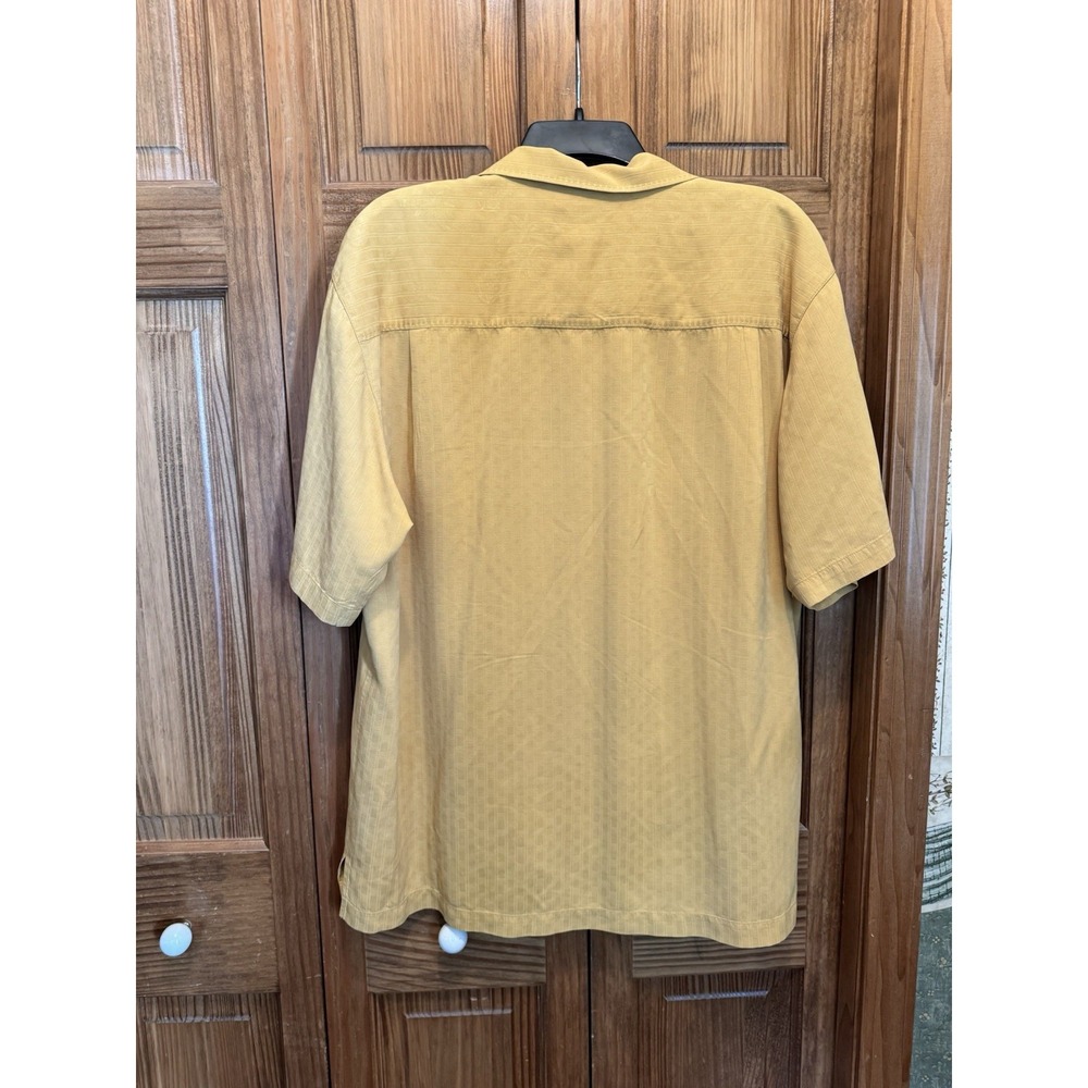 Tommy Bahama Mens Large 100% Silk Shirt‎ Tan Short Sleeve Button Up Large Bamboo - Picture 5 of 6